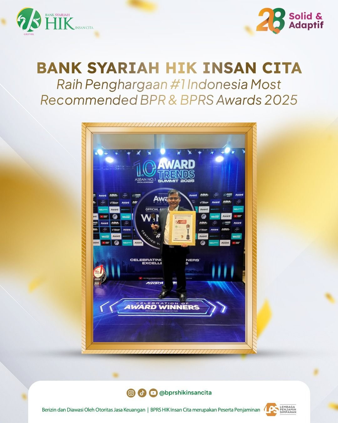 BANK SYARIAH HIK INSAN CITA Raih Penghargaan #1 Indonesia Most Recommended BPR & BPRS Awards 2025